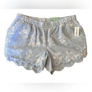 NWT Cute Old Navy Blue & White Chambray Floral Print Size Medium Scalloped Hem